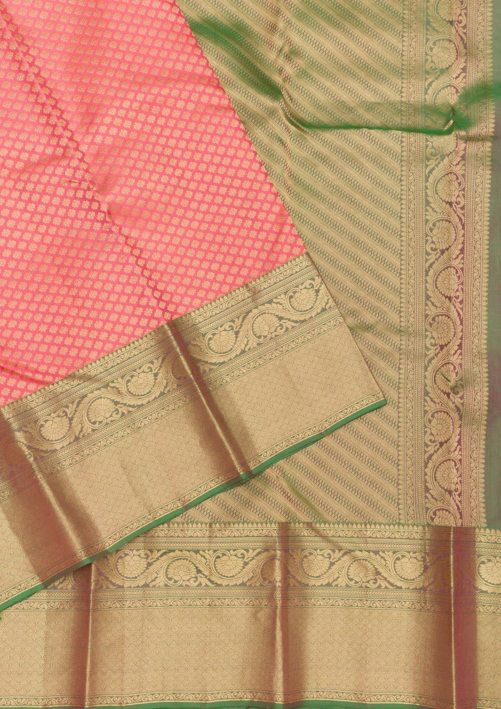 Peach Zariwork Pure Silk Saree-Koskii