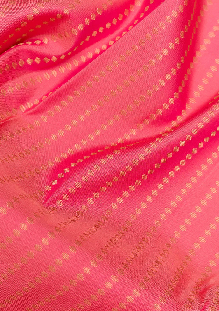 Peach Zariwork Pure Silk Saree-Koskii