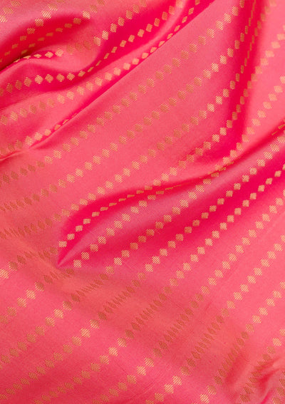 Peach Zariwork Pure Silk Saree-Koskii