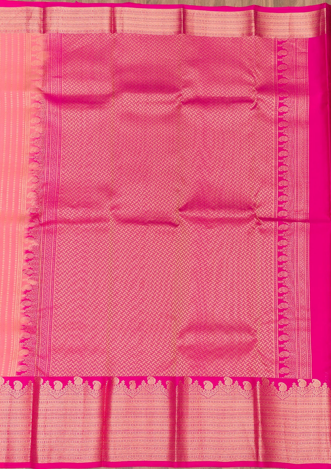 Peach Zariwork Pure Silk Saree-Koskii
