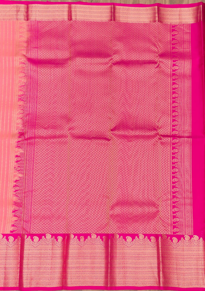 Peach Zariwork Pure Silk Saree-Koskii