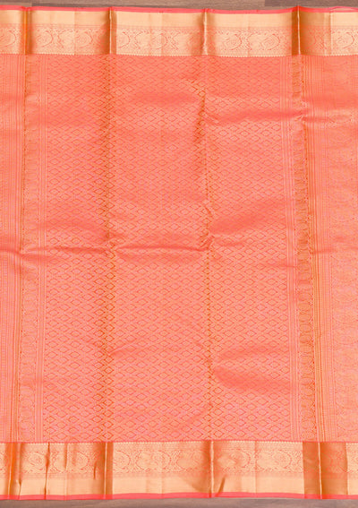 Peach Zariwork Pure Silk Saree-Koskii