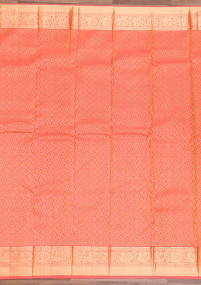 Peach Zariwork Pure Silk Saree-Koskii