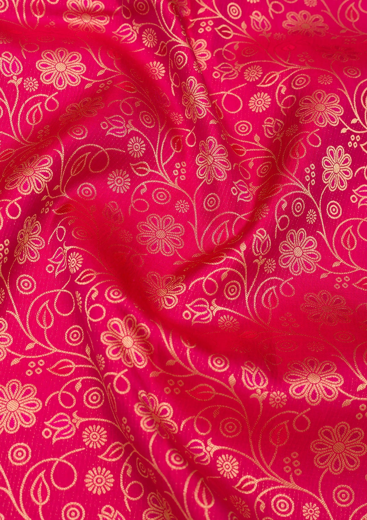 Rani Pink Zariwork Pure Silk Saree-Koskii