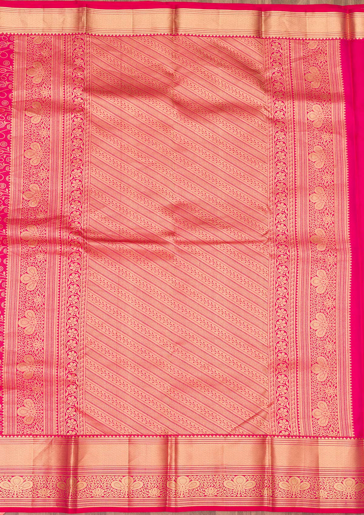 Peach Zariwork Pure Silk Saree-Koskii