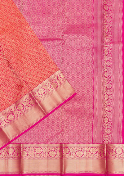 Peach Zariwork Pure Silk Saree-Koskii