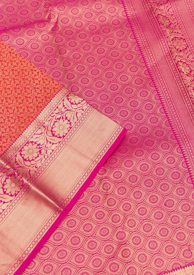 Peach Zariwork Pure Silk Saree-Koskii