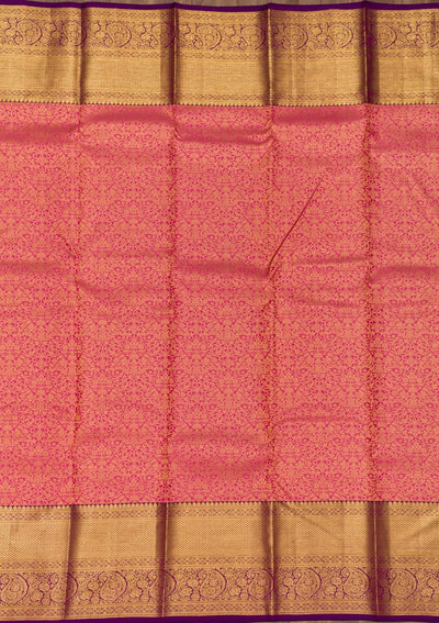 Peach Zariwork Pure Silk Saree-Koskii