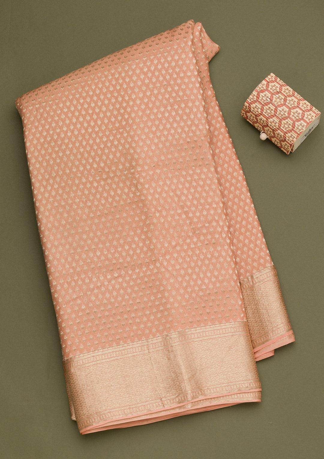 Peach Zariwork Pure Silk Saree-Koskii