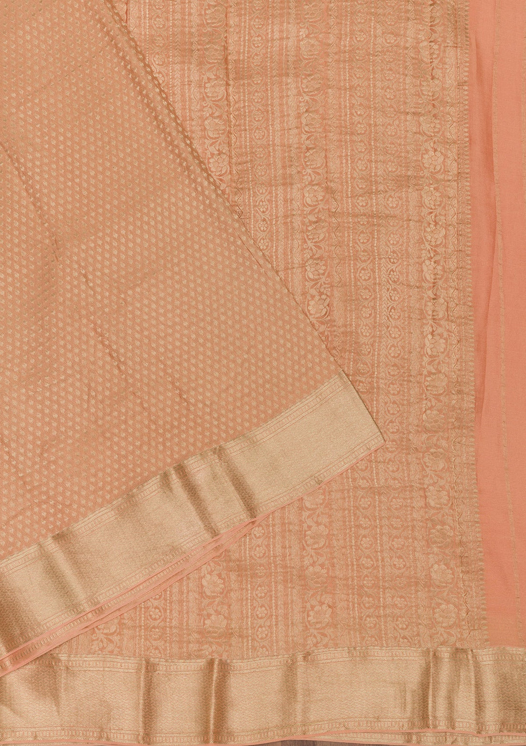 Peach Zariwork Pure Silk Saree-Koskii