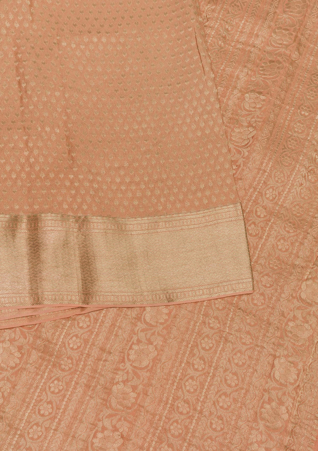 Peach Zariwork Pure Silk Saree-Koskii