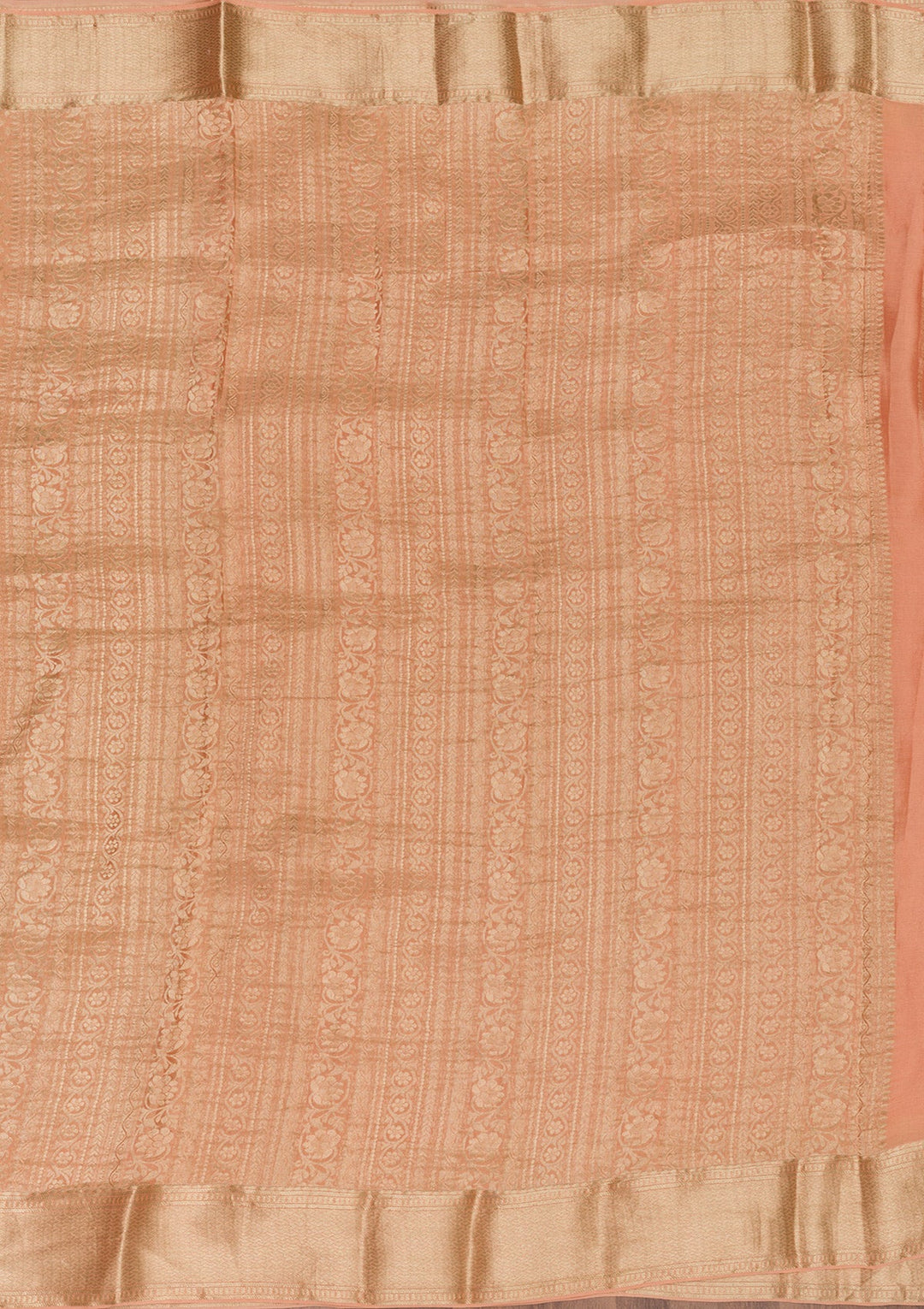 Peach Zariwork Pure Silk Saree-Koskii