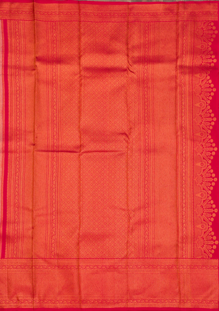 Peach Zariwork Pure Silk Saree-Koskii