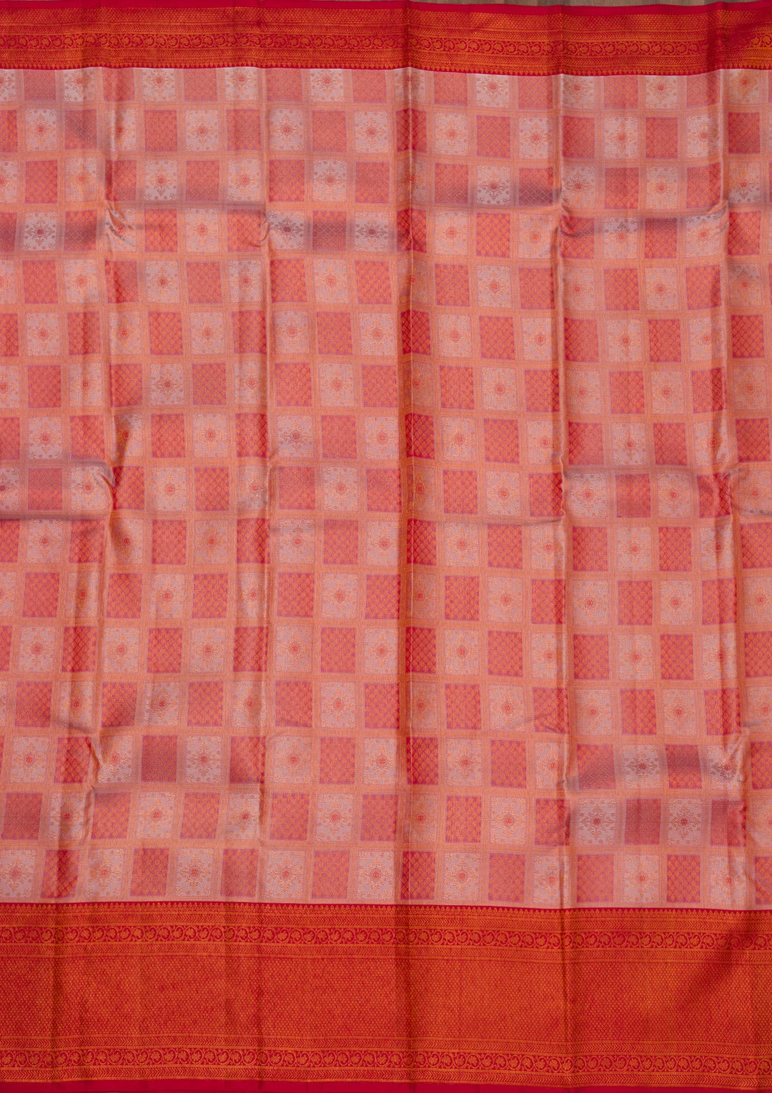 Peach Zariwork Pure Silk Saree-Koskii
