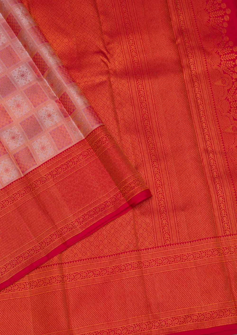 Peach Zariwork Pure Silk Saree-Koskii