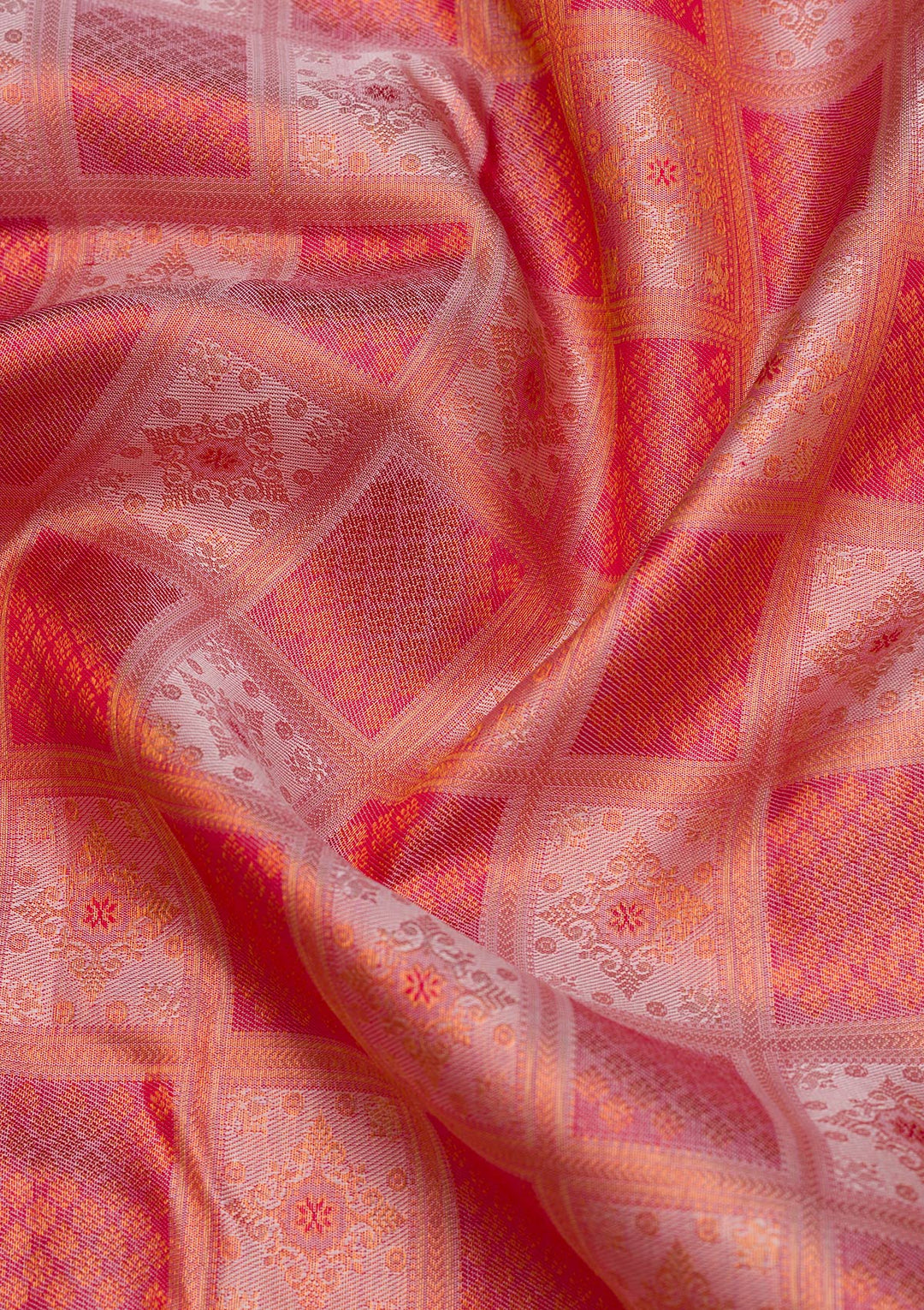 Peach Zariwork Pure Silk Saree-Koskii