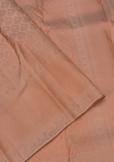 Peach Zariwork Pure Silk Saree-Koskii