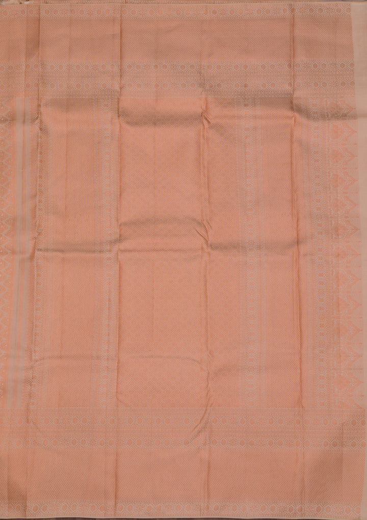 Peach Zariwork Pure Silk Saree-Koskii