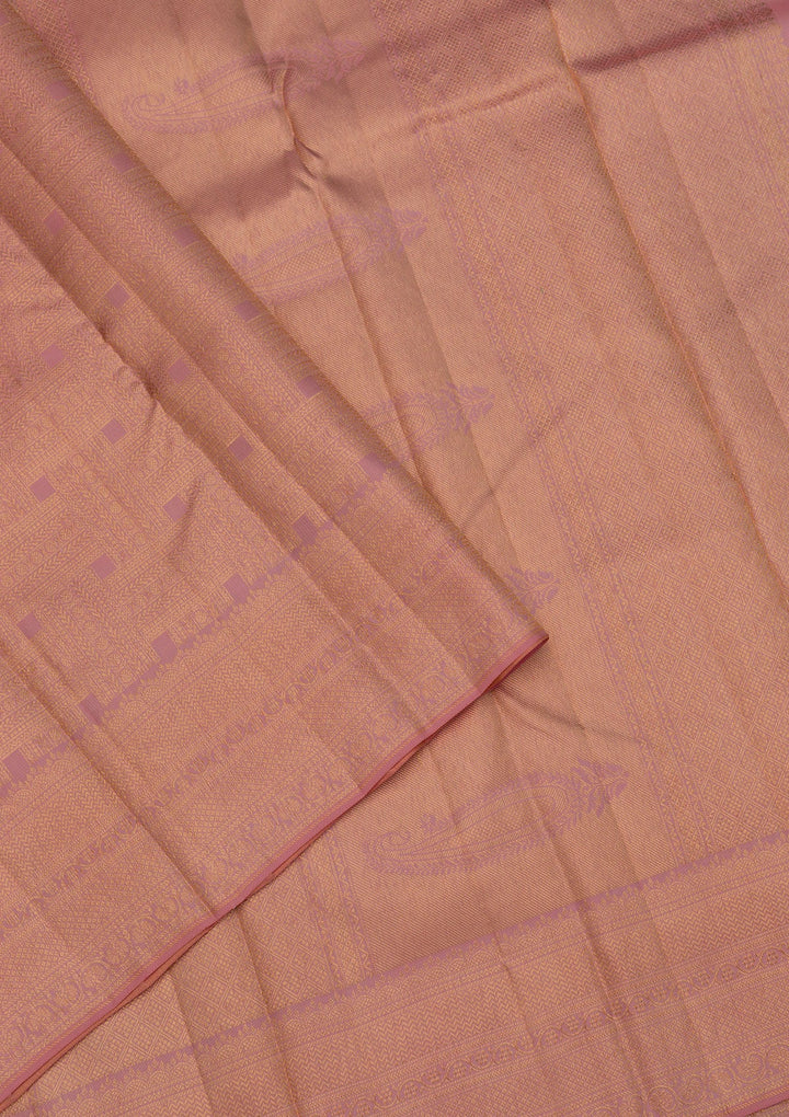 Peach Zariwork Pure Silk Saree-Koskii