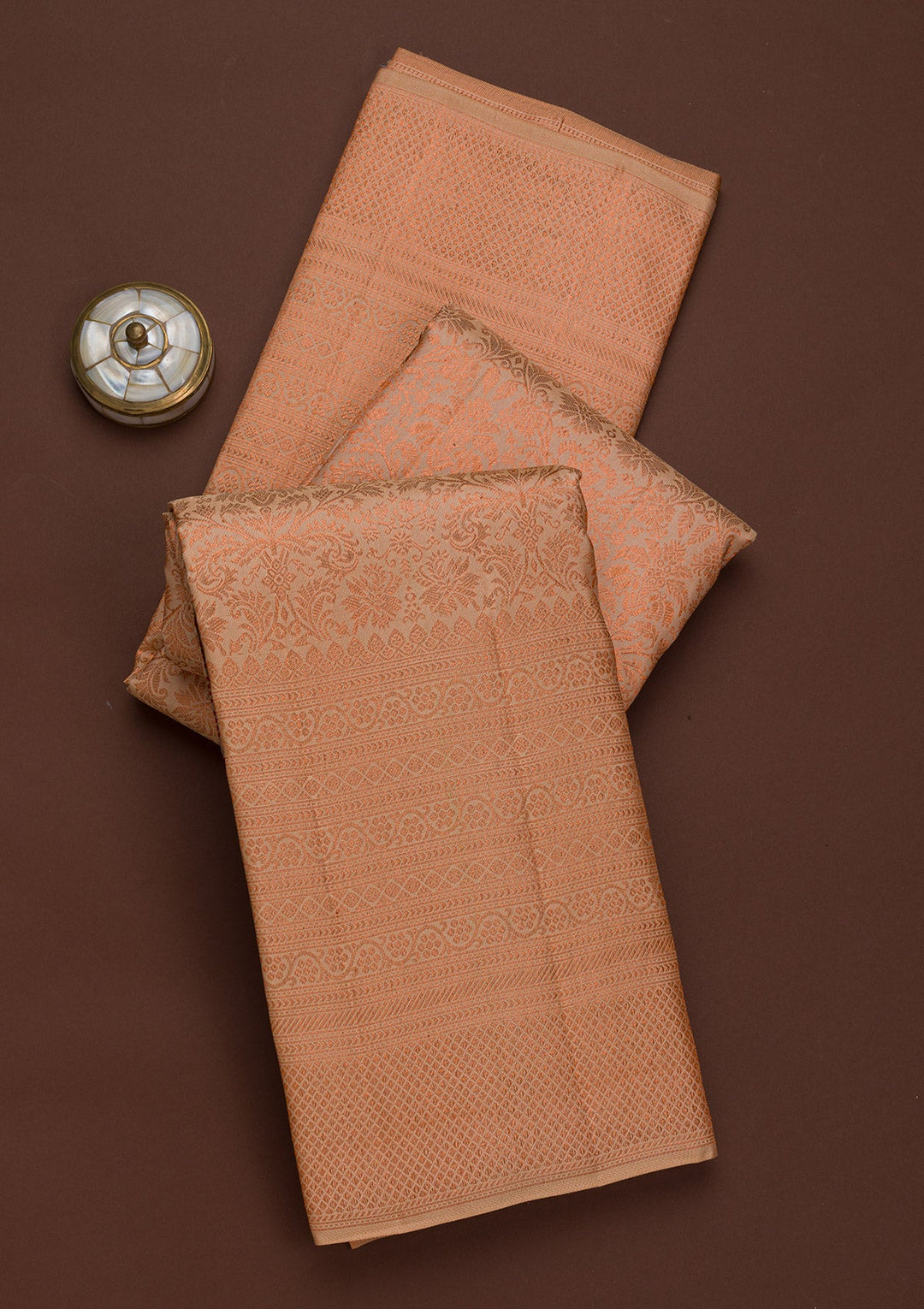 Peach Zariwork Pure Silk Saree-Koskii