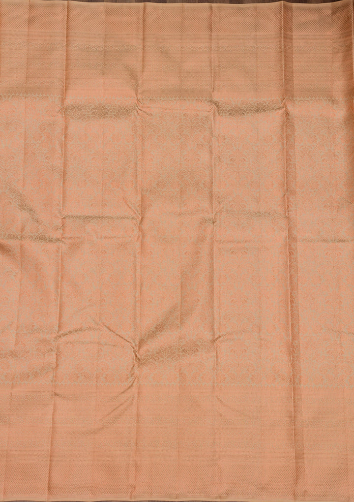 Peach Zariwork Pure Silk Saree-Koskii