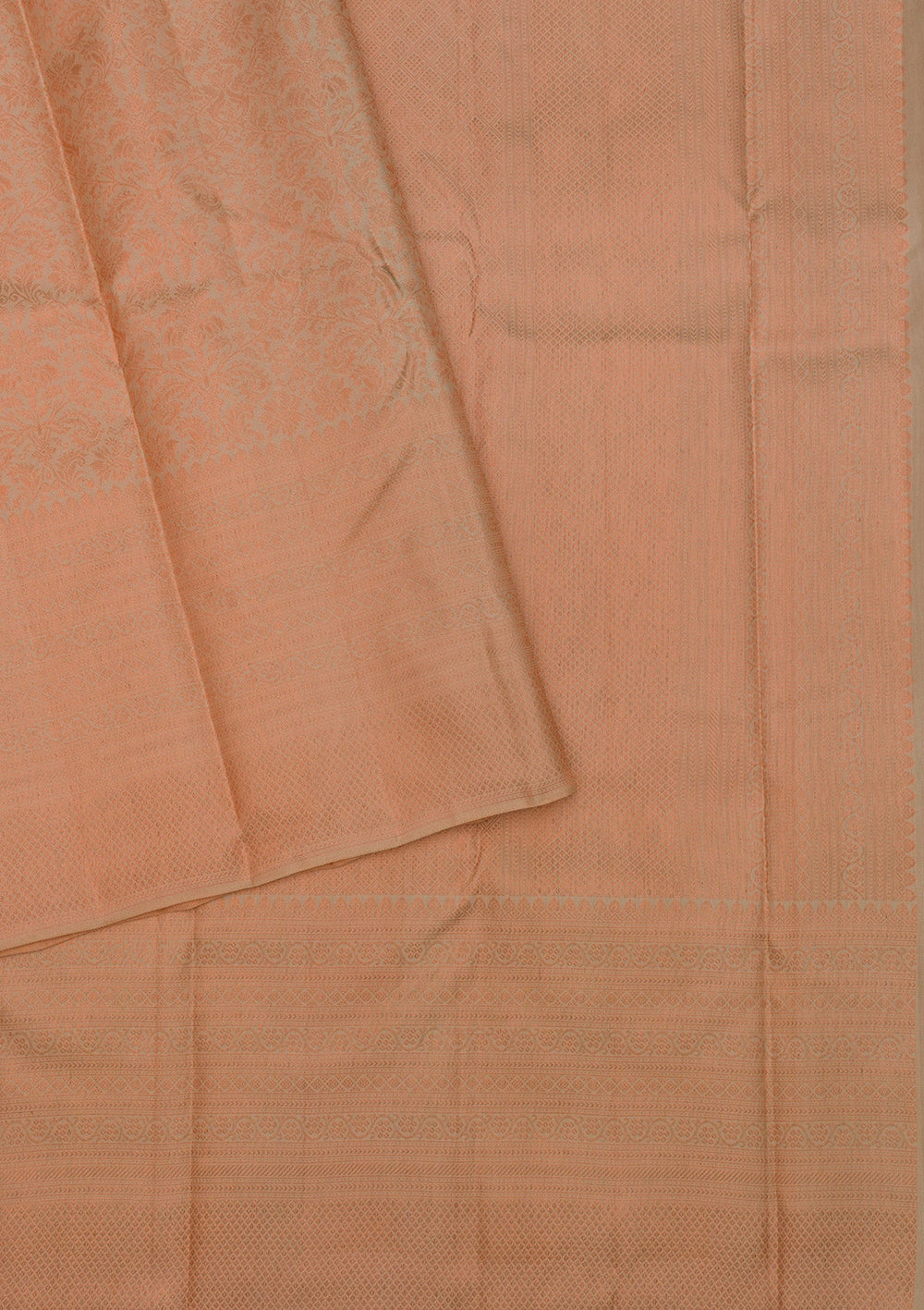 Peach Zariwork Pure Silk Saree-Koskii