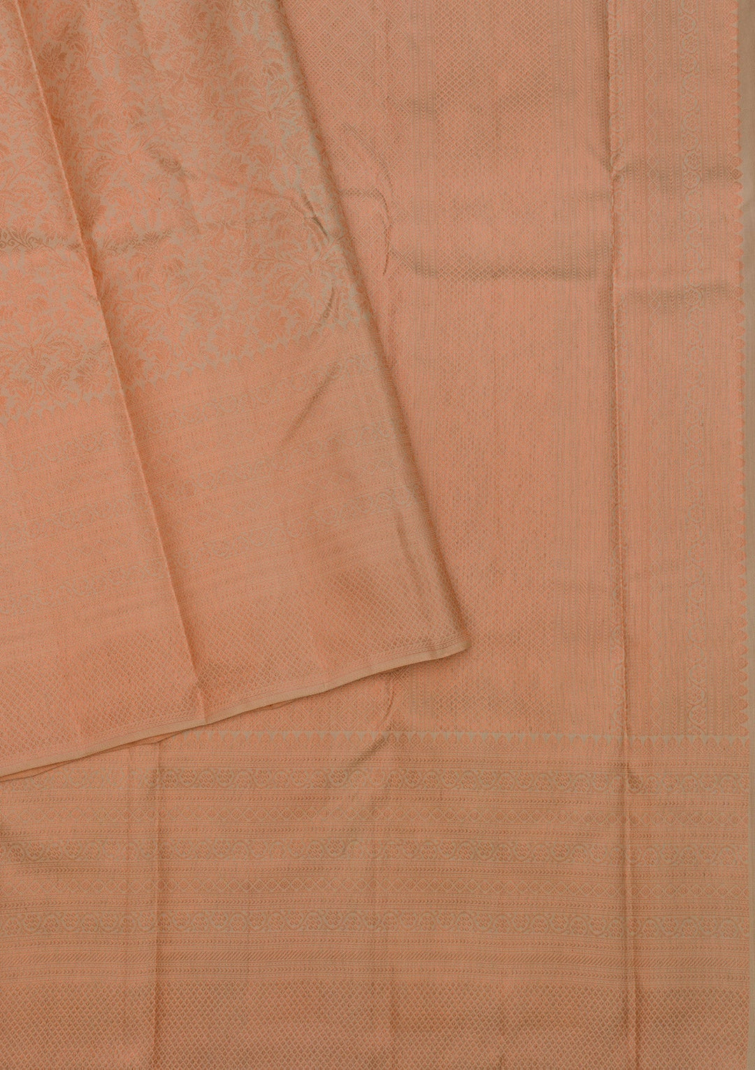 Peach Zariwork Pure Silk Saree-Koskii