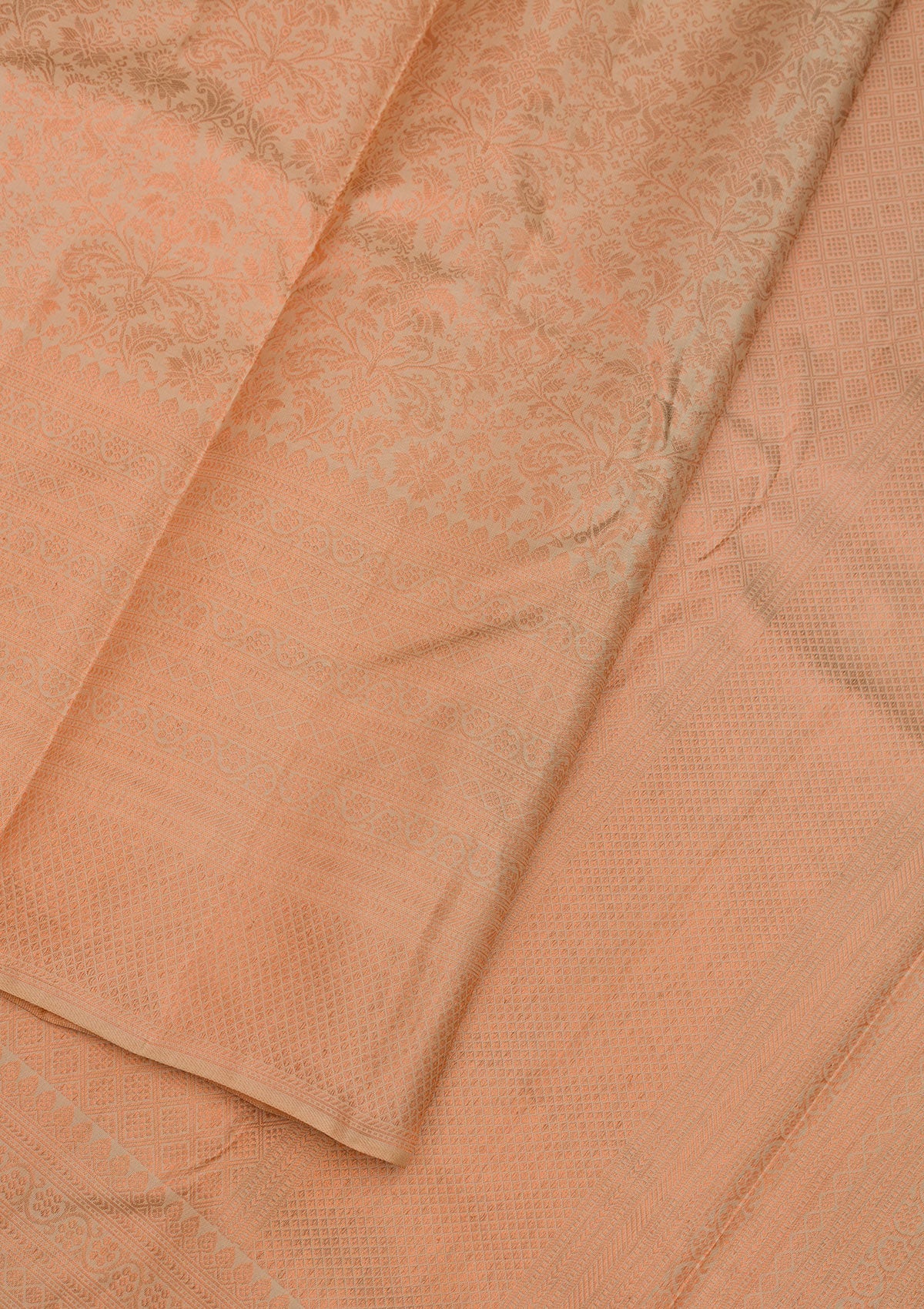 Peach Zariwork Pure Silk Saree-Koskii