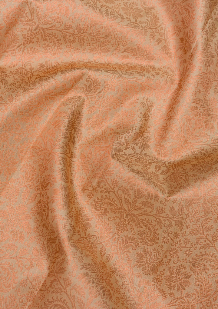 Peach Zariwork Pure Silk Saree-Koskii