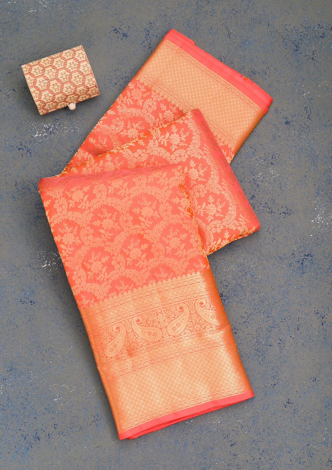 Peach Zariwork Pure Silk Saree-Koskii