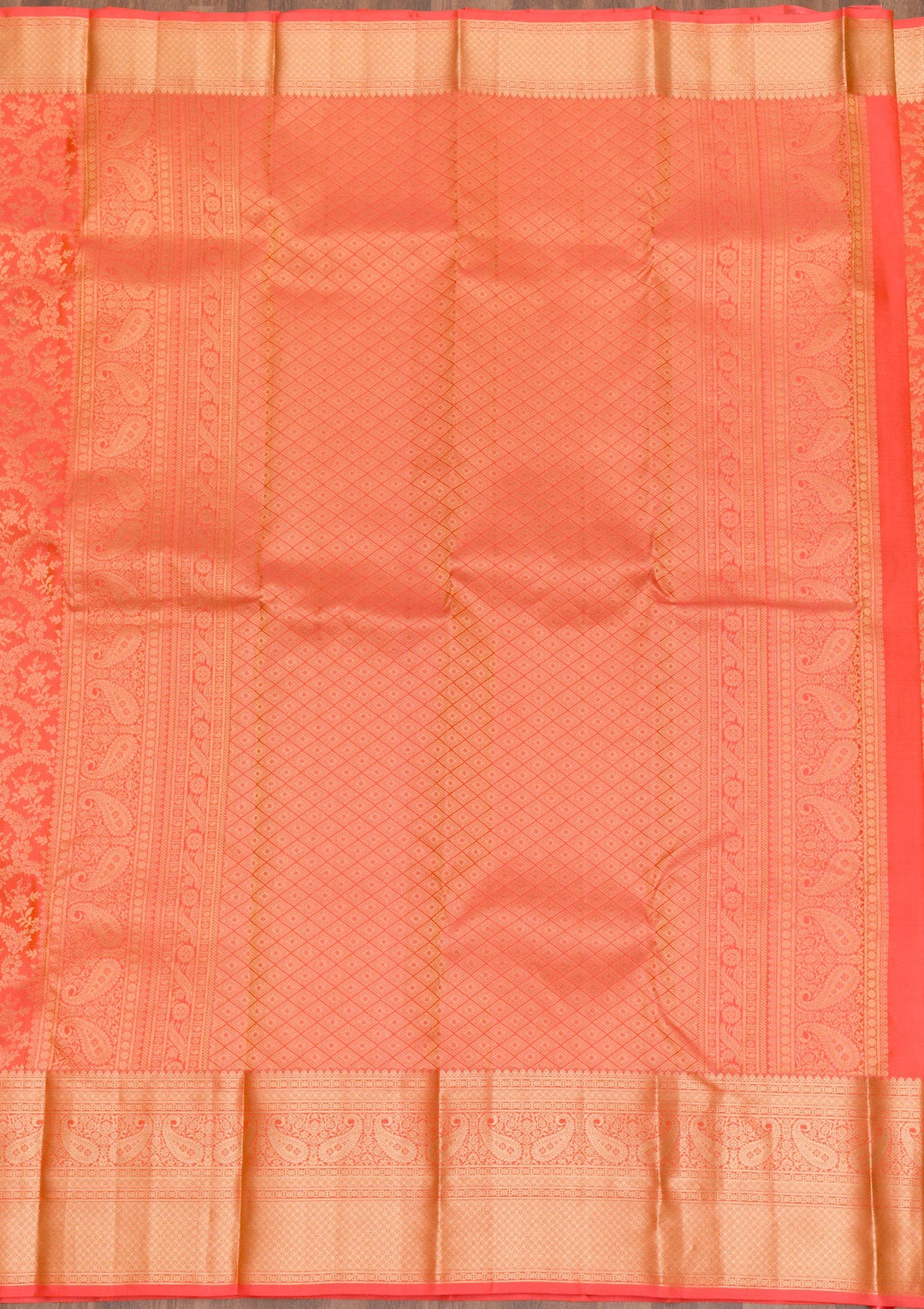Peach Zariwork Pure Silk Saree-Koskii