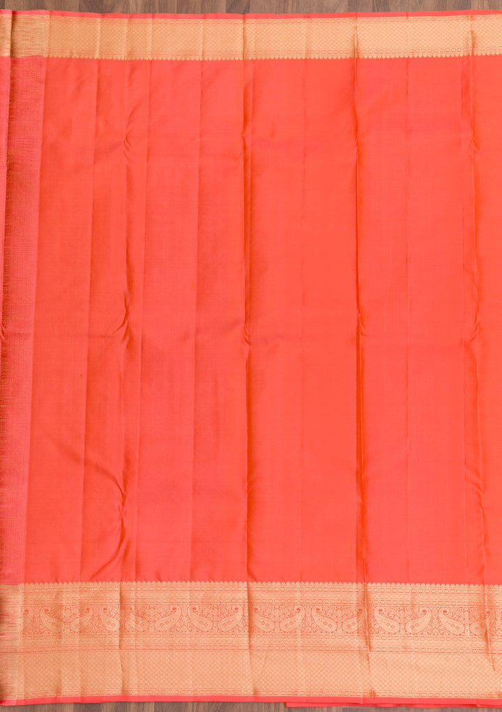 Peach Zariwork Pure Silk Saree-Koskii