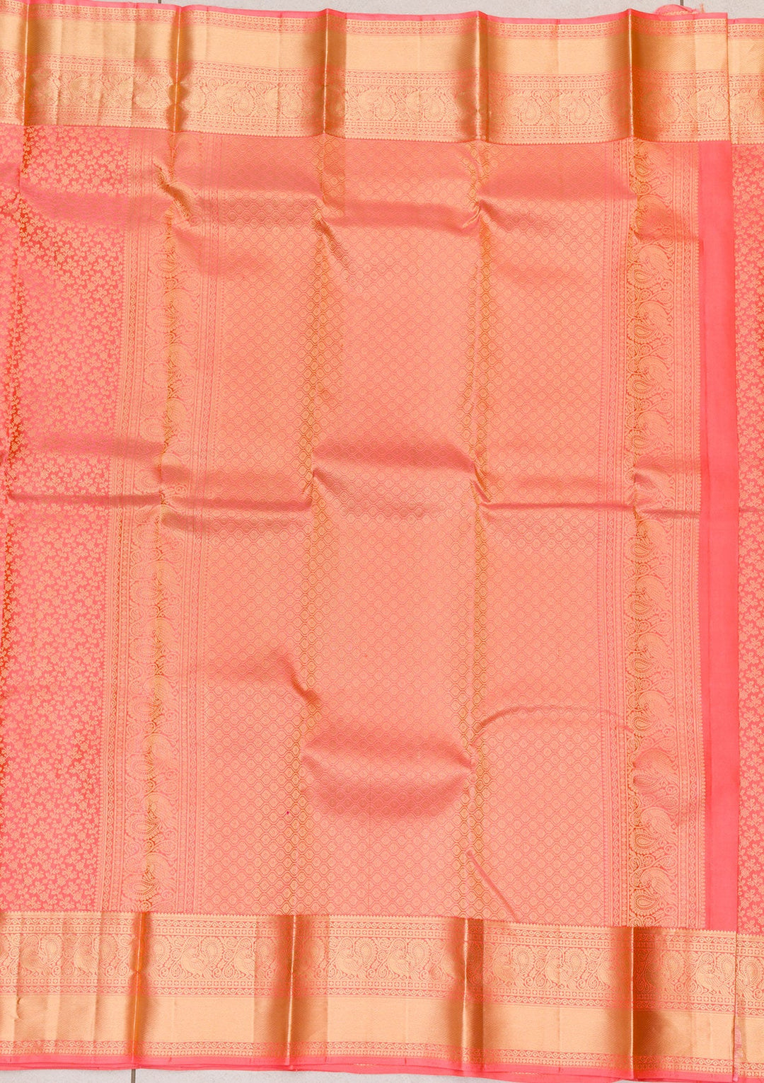 Peach Zariwork Pure Silk Saree-Koskii