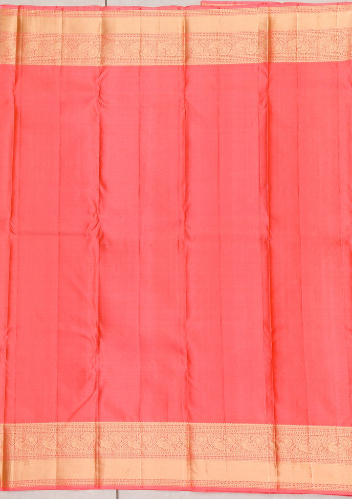 Peach Zariwork Pure Silk Saree-Koskii
