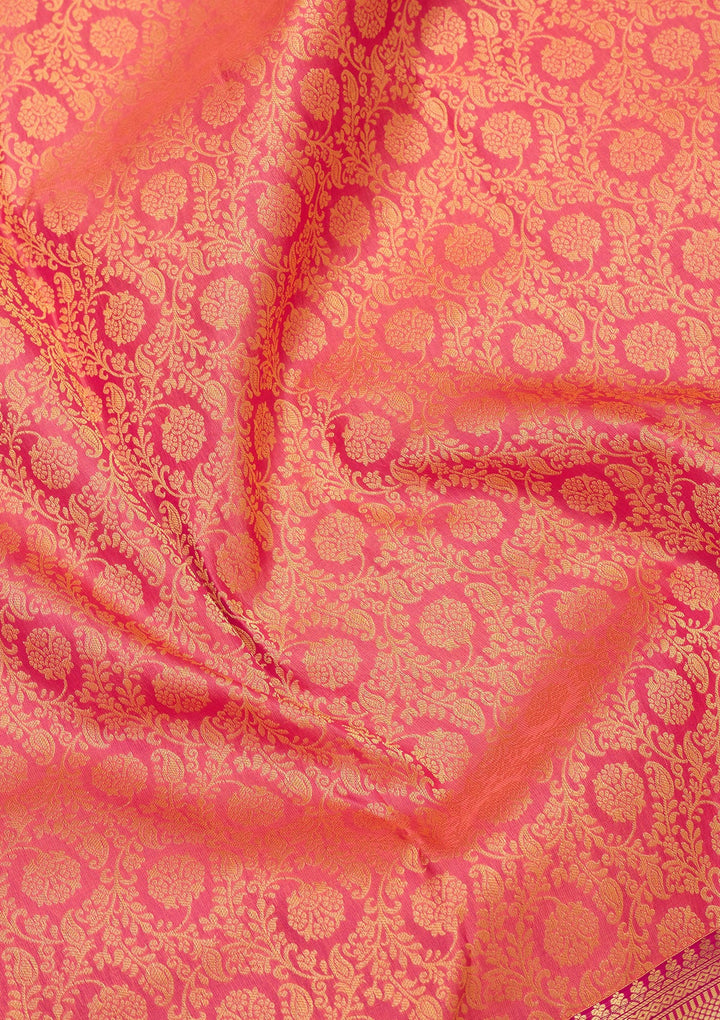 Peach Zariwork Pure Silk Saree
