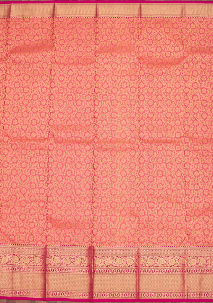 Peach Zariwork Pure Silk Saree