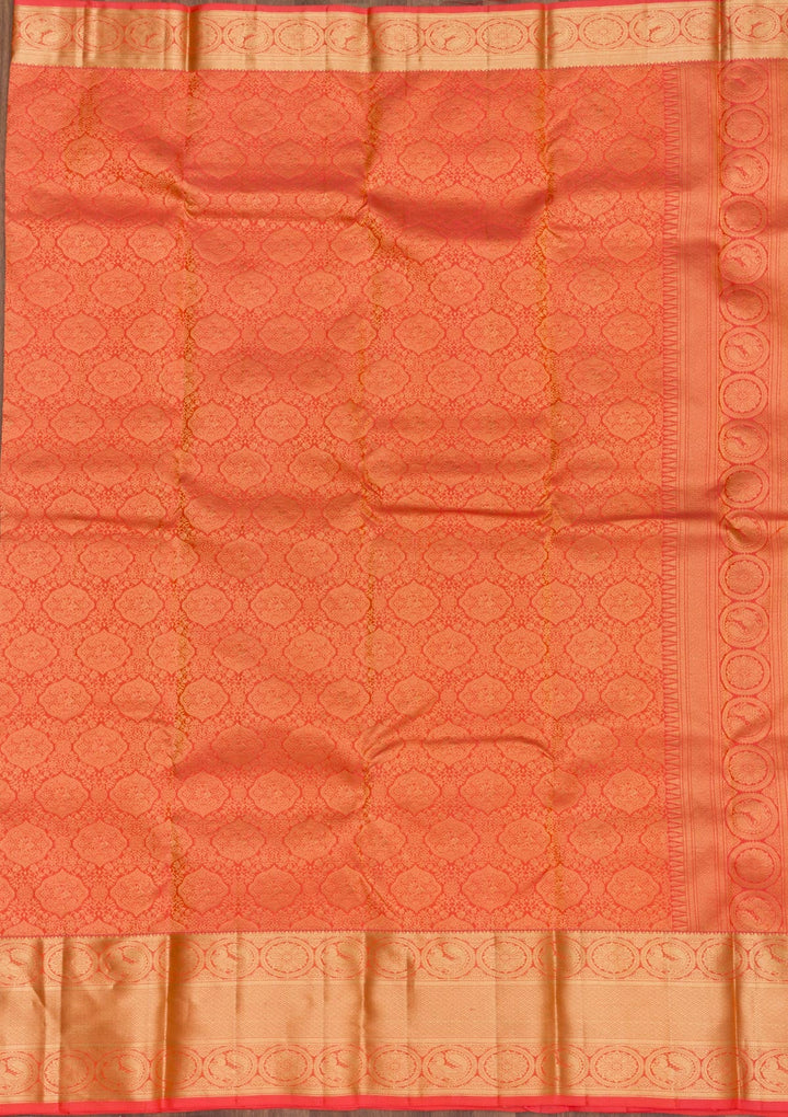 Peach Zariwork Pure Silk Saree-Koskii
