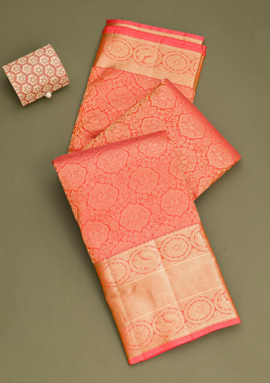 Peach Zariwork Pure Silk Saree-Koskii