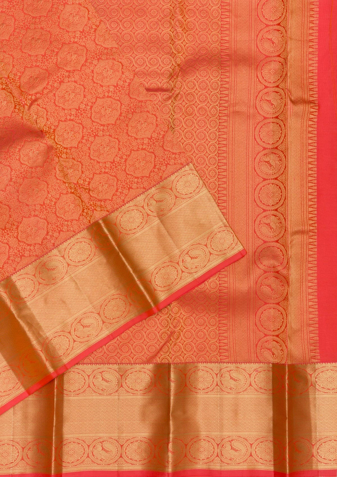 Peach Zariwork Pure Silk Saree-Koskii