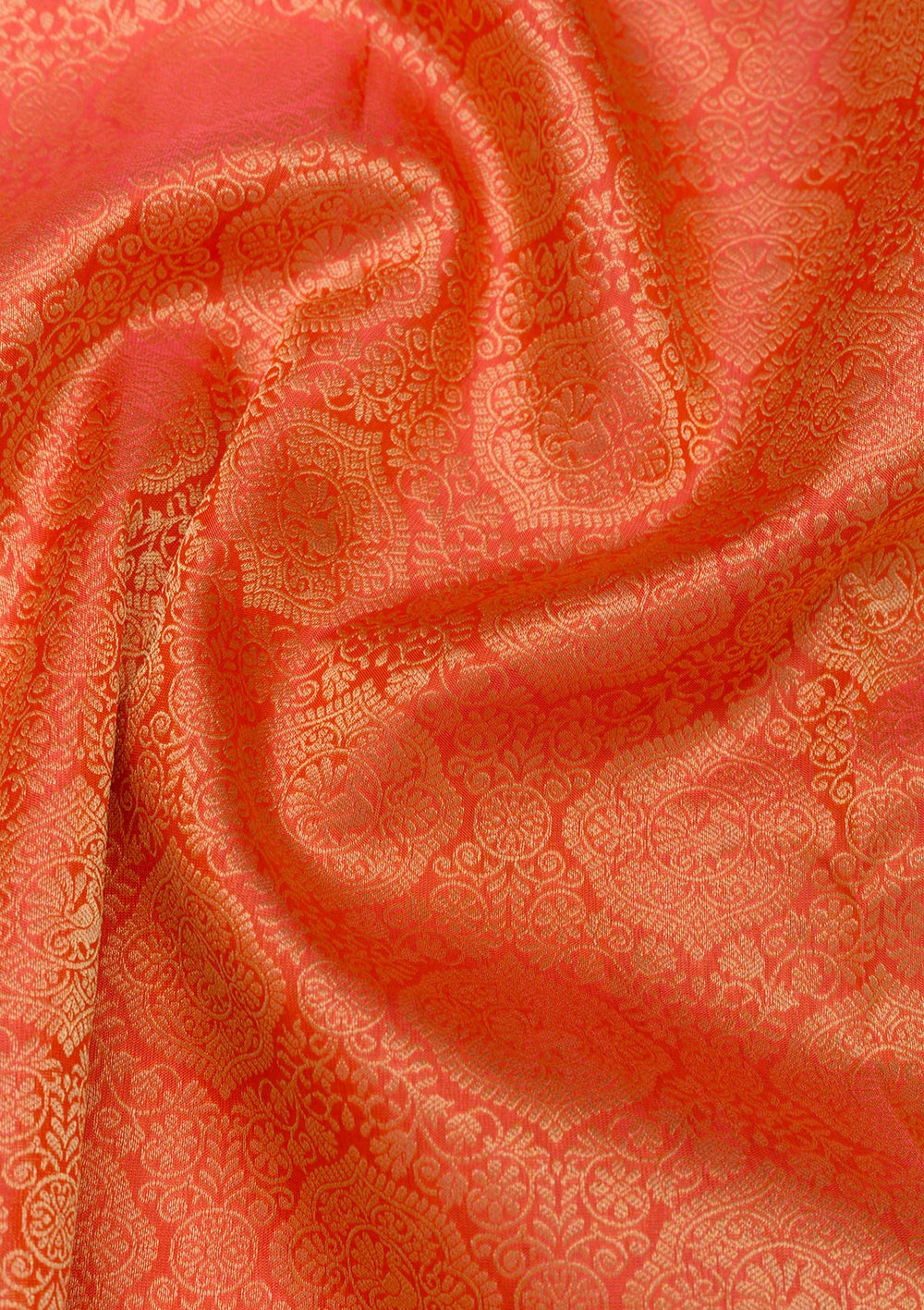 Peach Zariwork Pure Silk Saree-Koskii