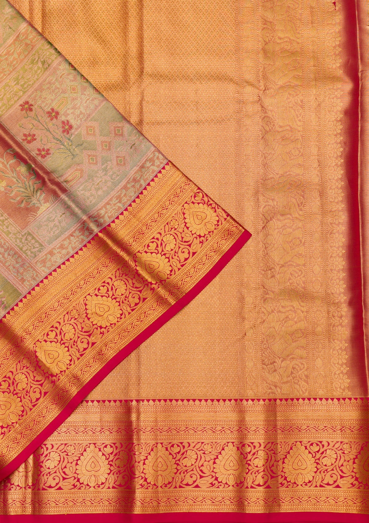 Peach Zariwork Pure Silk Saree-Koskii