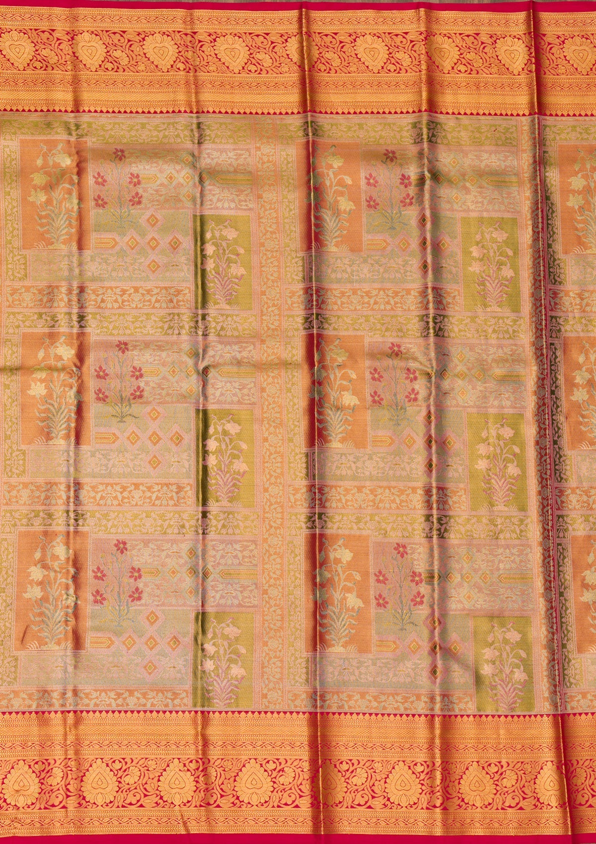 Peach Zariwork Pure Silk Saree-Koskii