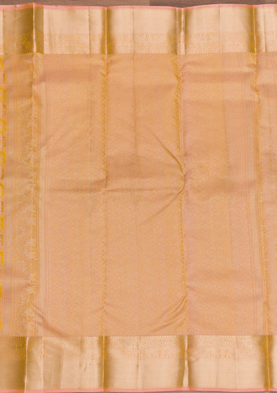 Peach Zariwork Pure Silk Saree-Koskii