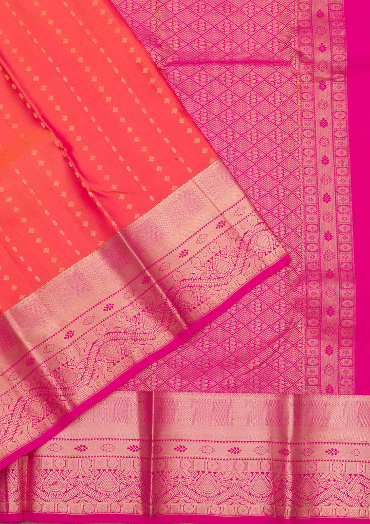 Peach Zariwork Pure Silk Saree-Koskii