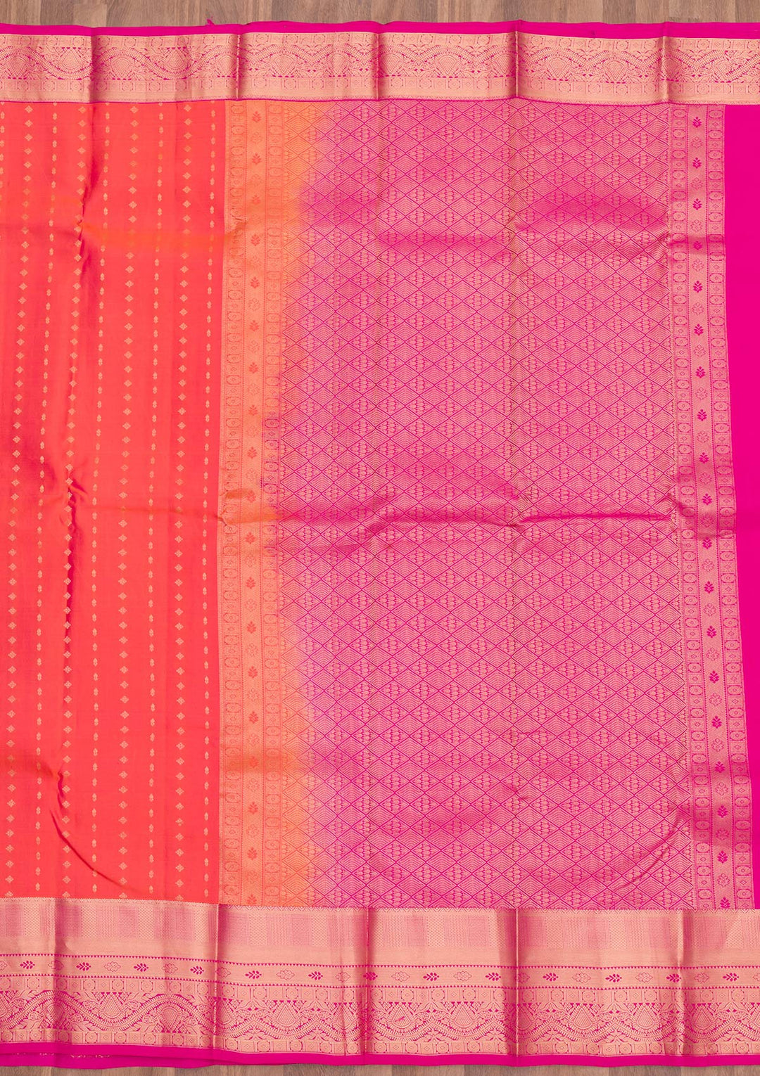 Peach Zariwork Pure Silk Saree-Koskii