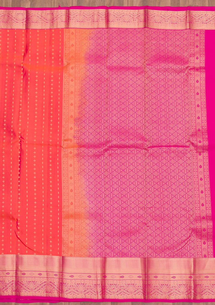Peach Zariwork Pure Silk Saree-Koskii