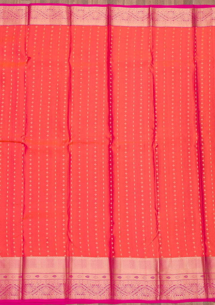 Peach Zariwork Pure Silk Saree-Koskii
