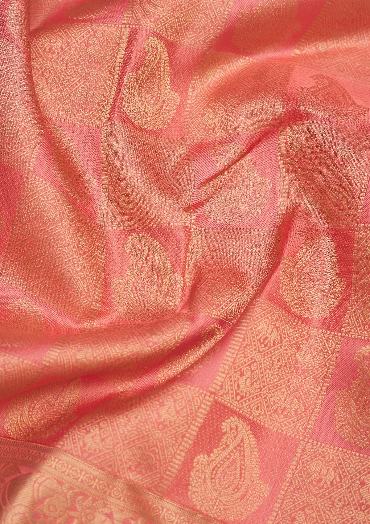 Peach Zariwork Pure Silk Saree-Koskii