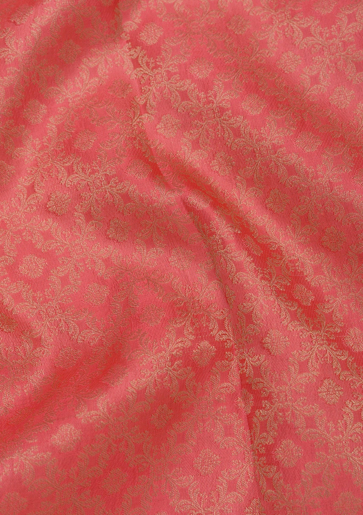 Peach Zariwork Pure Silk Saree-Koskii