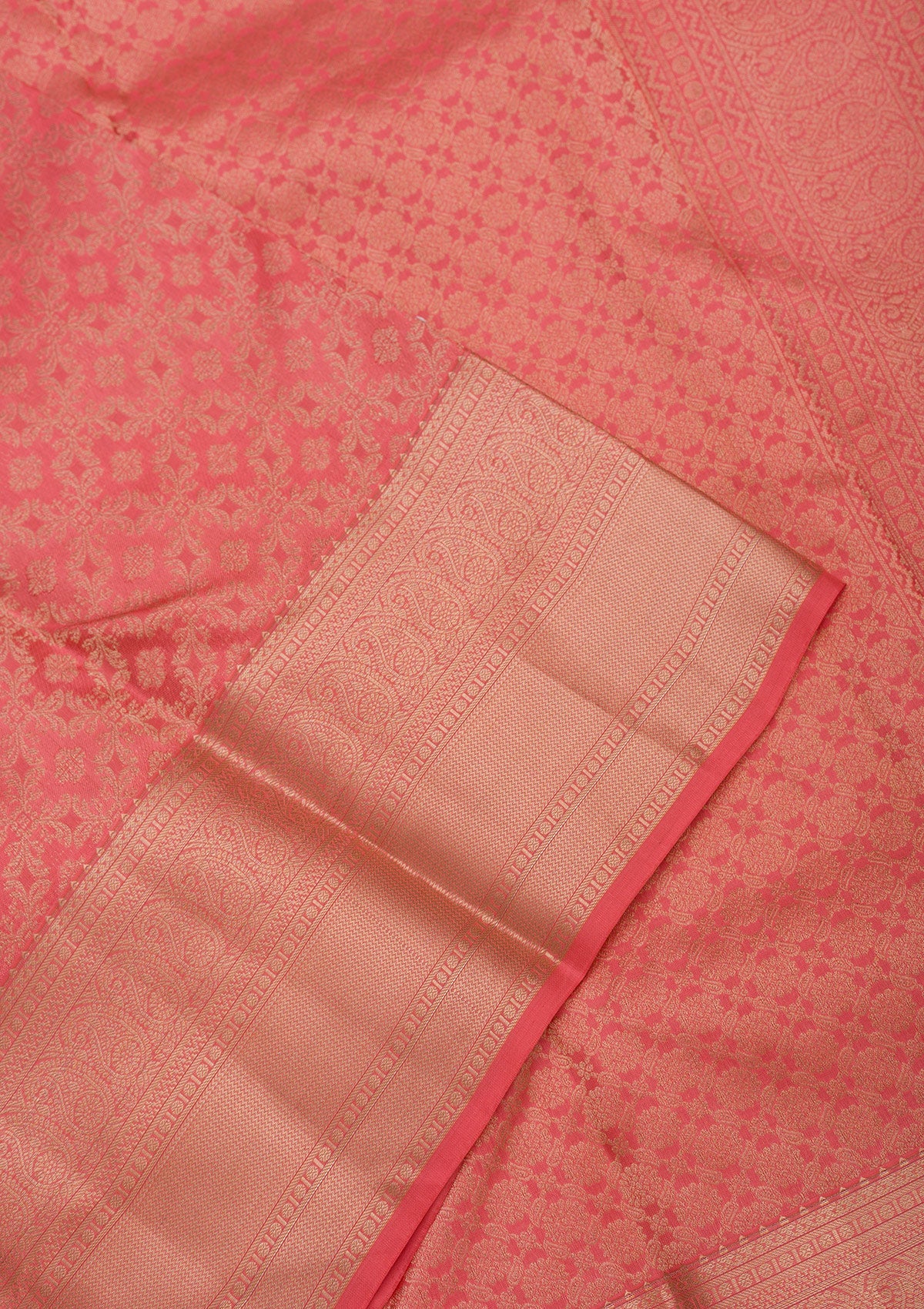 Peach Zariwork Pure Silk Saree-Koskii